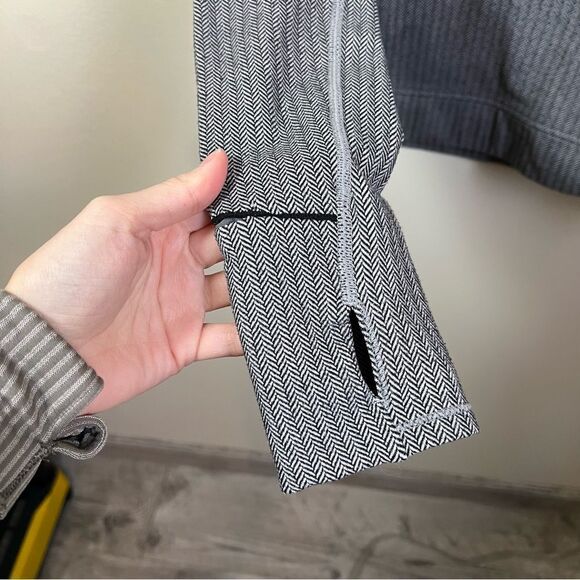 Lululemon Think Fast Long Sleeve Top Herringbone Black White 12 - Picture 6 of 13